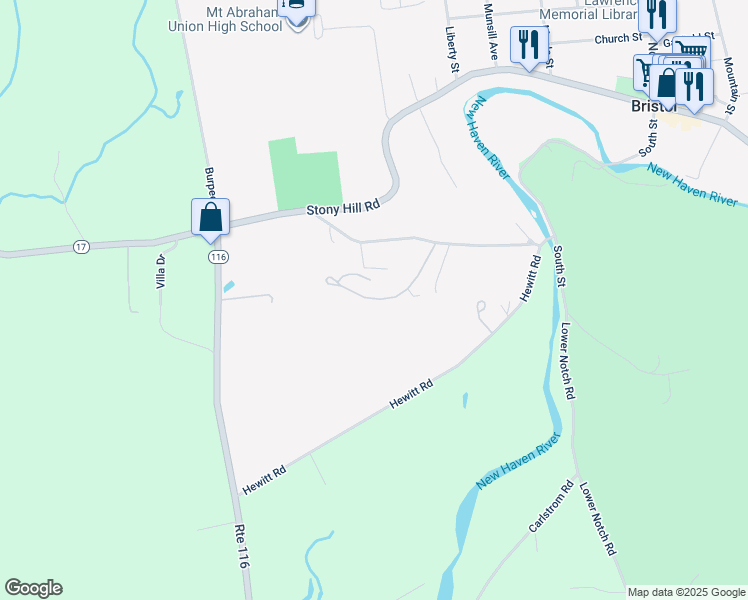 map of restaurants, bars, coffee shops, grocery stores, and more near 199-237 Woodland Drive in Bristol
