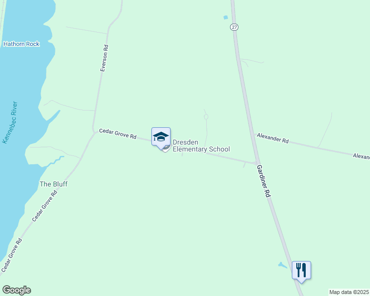 map of restaurants, bars, coffee shops, grocery stores, and more near 86 Cedar Grove Road in Dresden
