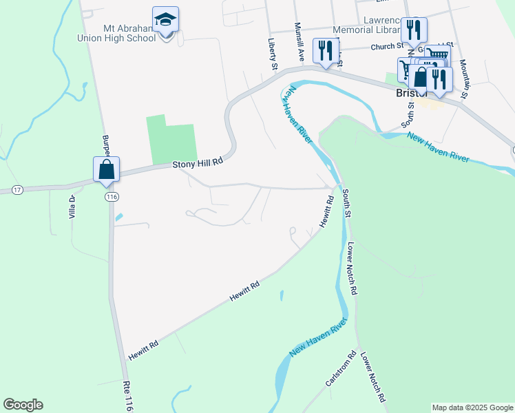 map of restaurants, bars, coffee shops, grocery stores, and more near 7 Woodland Drive in Bristol