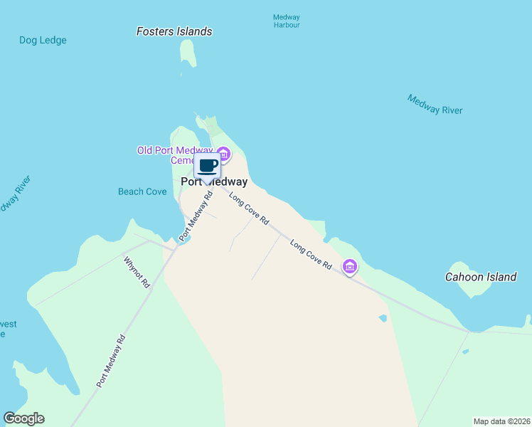map of restaurants, bars, coffee shops, grocery stores, and more near 61 Long Cove Road in Port Medway