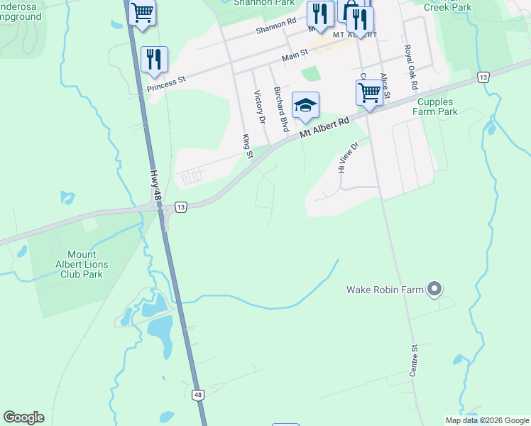 map of restaurants, bars, coffee shops, grocery stores, and more near 42 Arthur Case Crescent in East Gwillimbury