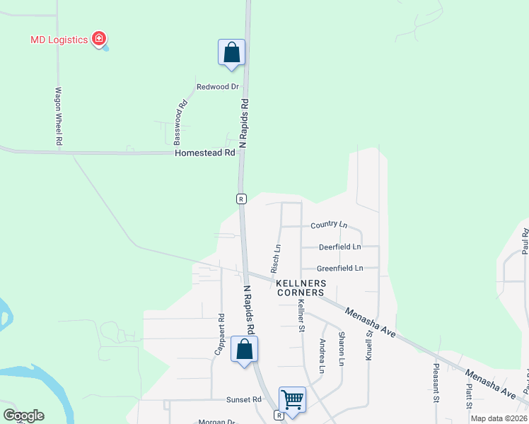 map of restaurants, bars, coffee shops, grocery stores, and more near 4625 Ridge Court in Manitowoc