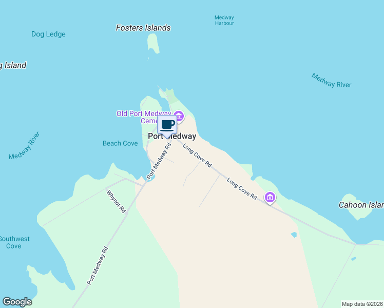 map of restaurants, bars, coffee shops, grocery stores, and more near 40 Long Cove Road in Port Medway