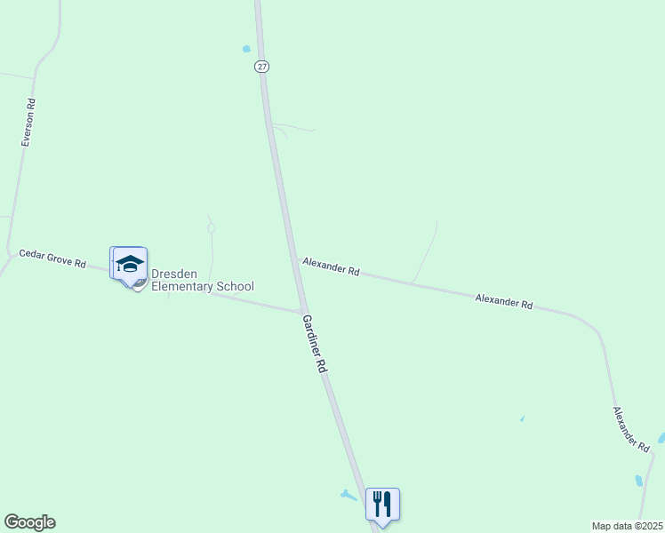 map of restaurants, bars, coffee shops, grocery stores, and more near 347 Alexander Road in Dresden