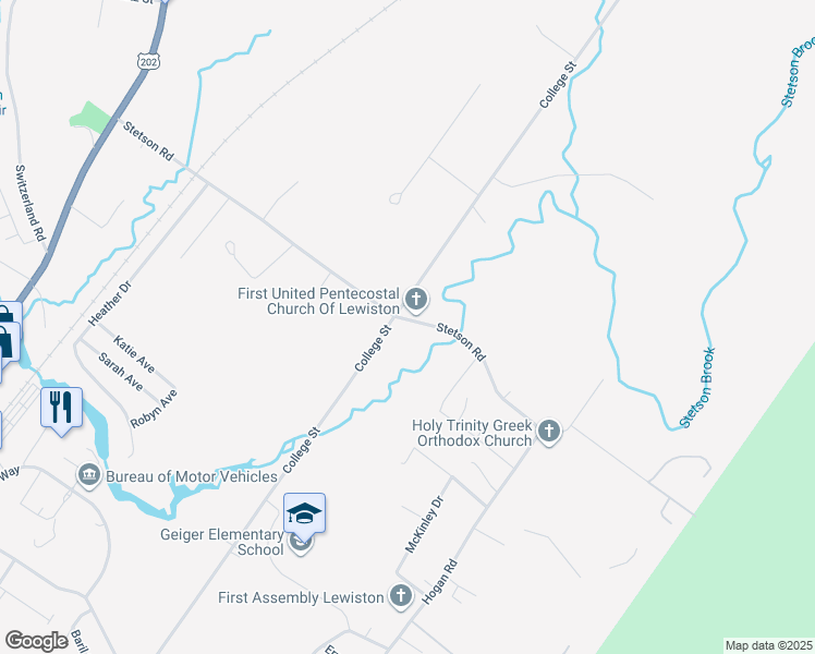 map of restaurants, bars, coffee shops, grocery stores, and more near 251 Stetson Road in Lewiston
