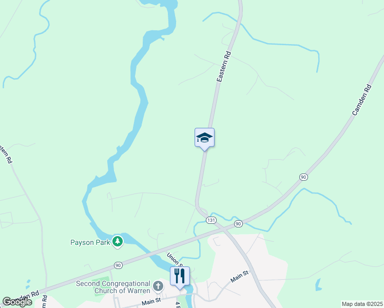 map of restaurants, bars, coffee shops, grocery stores, and more near 190 Eastern Road in Warren