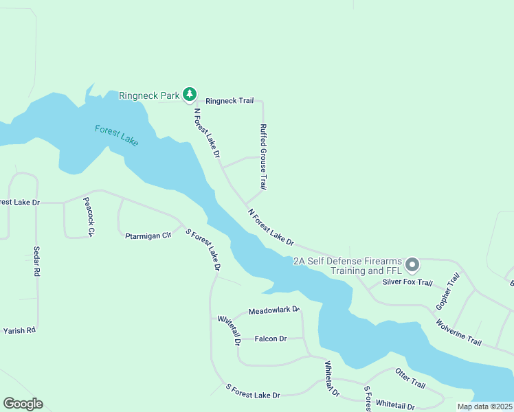 map of restaurants, bars, coffee shops, grocery stores, and more near 6432-6658 North Forest Lake Drive in Alger