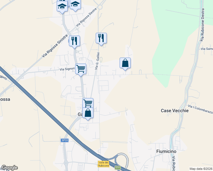 map of restaurants, bars, coffee shops, grocery stores, and more near 11 Via Enrico Berlinguer in Sant'Angelo