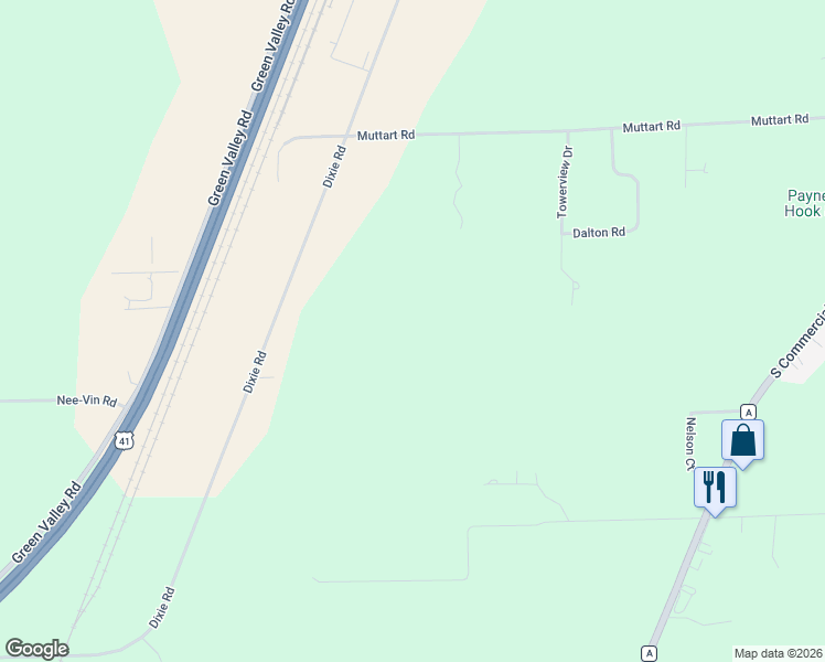 map of restaurants, bars, coffee shops, grocery stores, and more near 1850 Dixie Road in Neenah