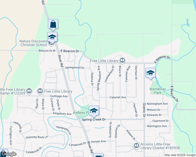map of restaurants, bars, coffee shops, grocery stores, and more near 4653 Spring Meadow Avenue in Eugene