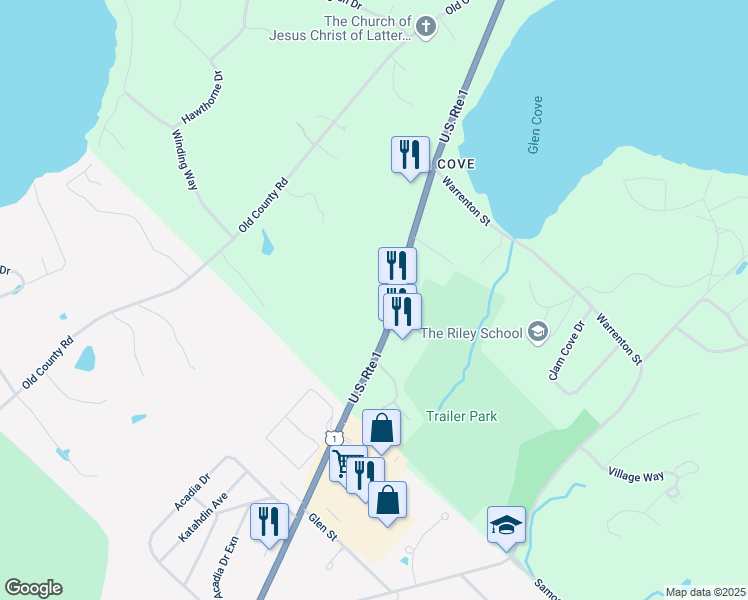 map of restaurants, bars, coffee shops, grocery stores, and more near 1081 Commercial Street in Rockport
