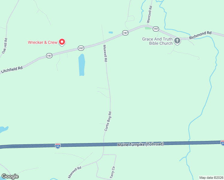 map of restaurants, bars, coffee shops, grocery stores, and more near 133 Maxwell Road in Sabattus