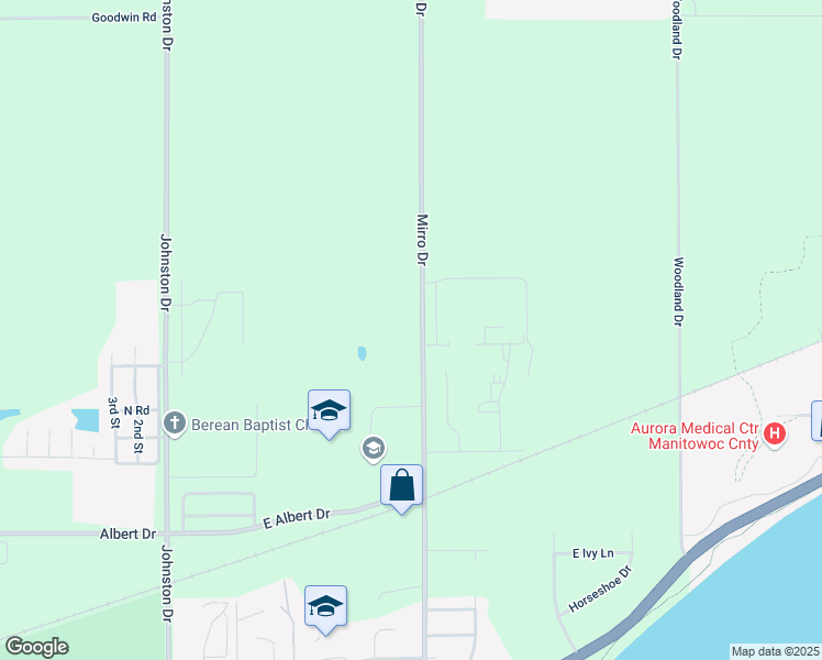 map of restaurants, bars, coffee shops, grocery stores, and more near 2410 Mirro Drive in Manitowoc