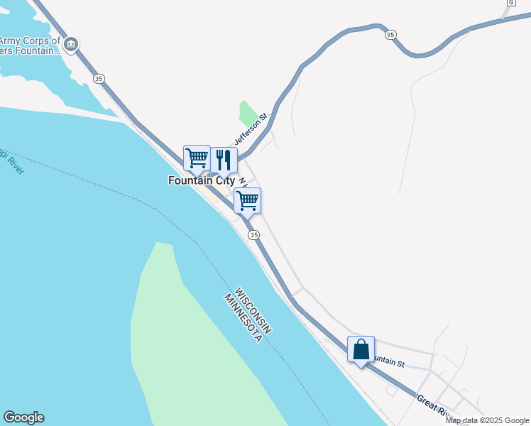 map of restaurants, bars, coffee shops, grocery stores, and more near 130 North Hill Street in Fountain City