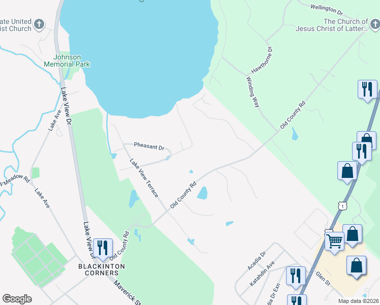 map of restaurants, bars, coffee shops, grocery stores, and more near 696 Old County Road in Rockland