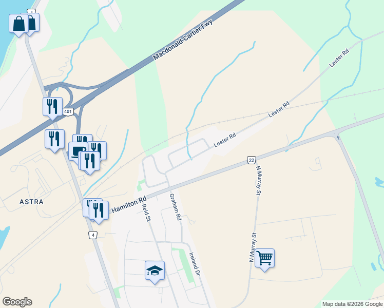 map of restaurants, bars, coffee shops, grocery stores, and more near 154b Regional Road 22 in Quinte West