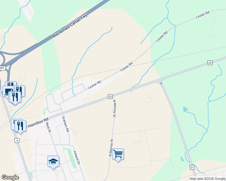 map of restaurants, bars, coffee shops, grocery stores, and more near 244 Lester Road in Quinte West