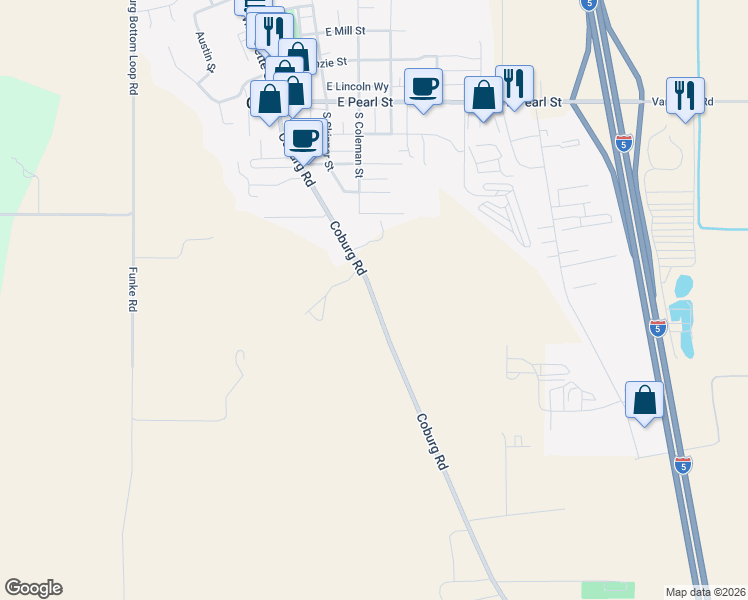 map of restaurants, bars, coffee shops, grocery stores, and more near 90849 Coburghills Drive in Eugene