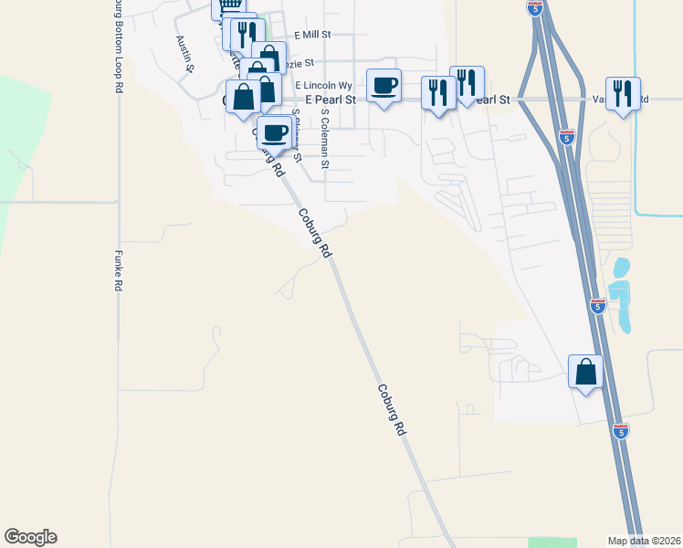 map of restaurants, bars, coffee shops, grocery stores, and more near 90849 Coburghills Drive in Eugene