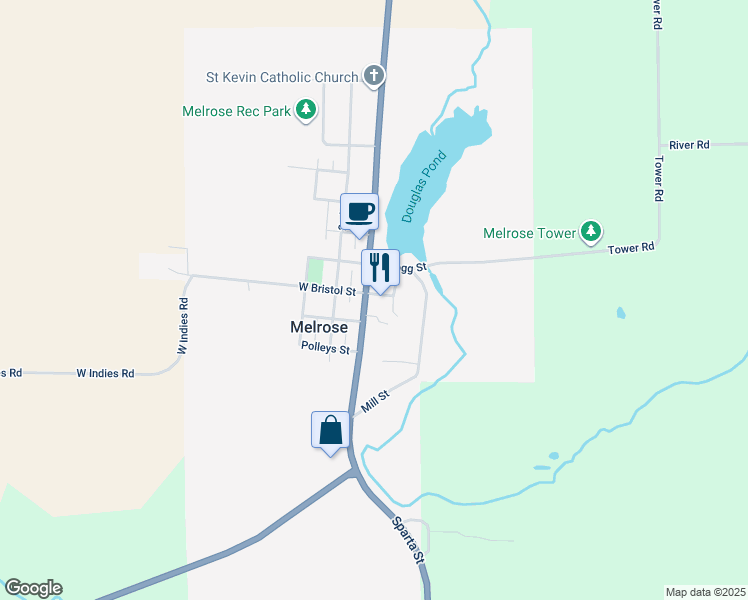 map of restaurants, bars, coffee shops, grocery stores, and more near 216 North Washington Street in Melrose