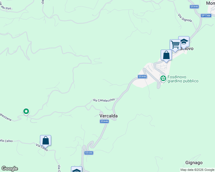 map of restaurants, bars, coffee shops, grocery stores, and more near 3 Via Casalecchio in Provincia di Massa e Carrara