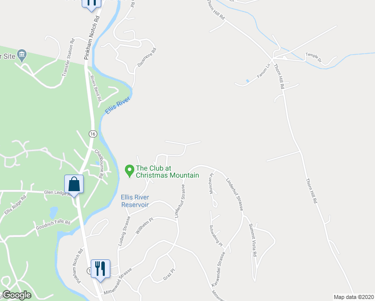 map of restaurants, bars, coffee shops, grocery stores, and more near 17 Christmas Mountain Road in Bartlett
