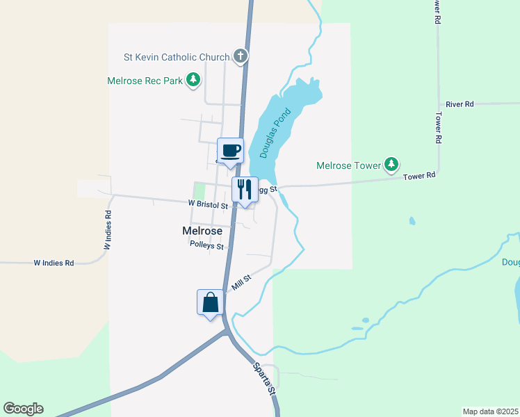 map of restaurants, bars, coffee shops, grocery stores, and more near 300 Wachter Street in Melrose