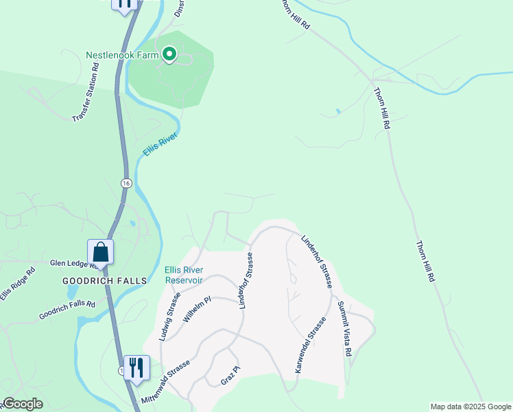 map of restaurants, bars, coffee shops, grocery stores, and more near 17 Christmas Mountain Road in Bartlett