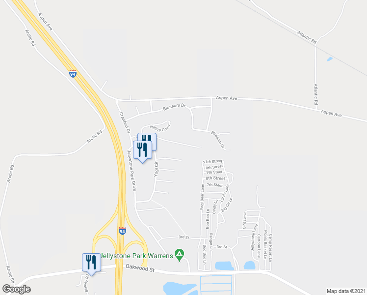map of restaurants, bars, coffee shops, grocery stores, and more near 459 Overlook Court in Warrens