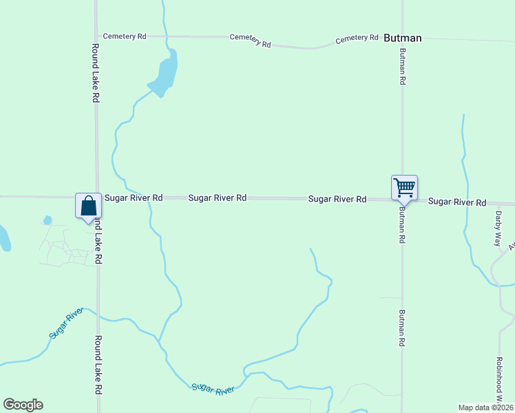 map of restaurants, bars, coffee shops, grocery stores, and more near 2745 Sugar River Road in Gladwin