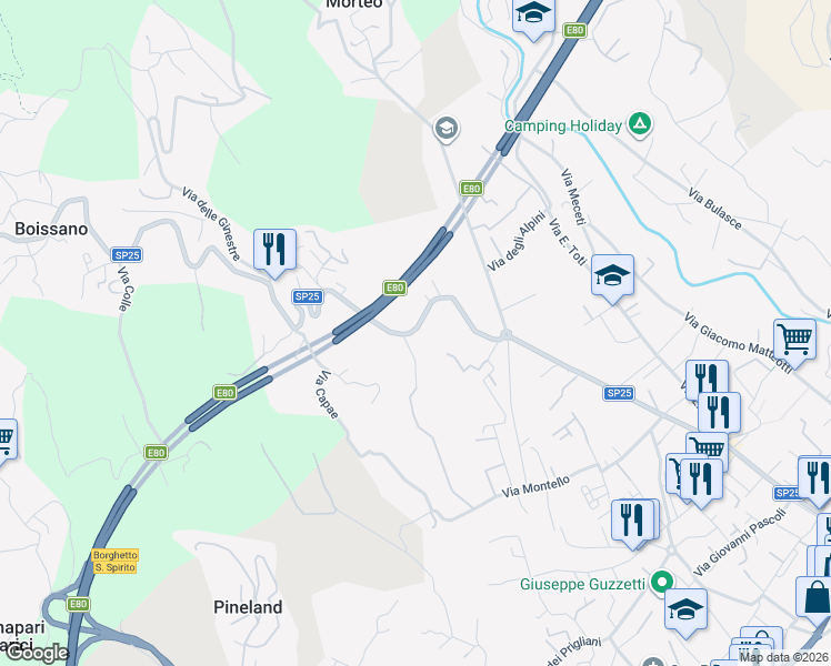 map of restaurants, bars, coffee shops, grocery stores, and more near 12 Via Fornaci in Boissano