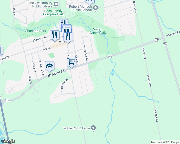 map of restaurants, bars, coffee shops, grocery stores, and more near Cupples Farm Lane in Mount Albert