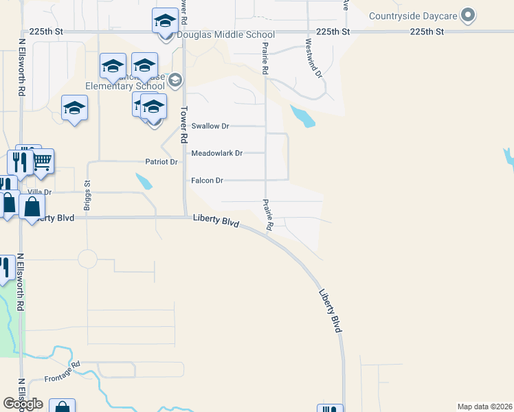 map of restaurants, bars, coffee shops, grocery stores, and more near 523 Falcon Drive in Box Elder