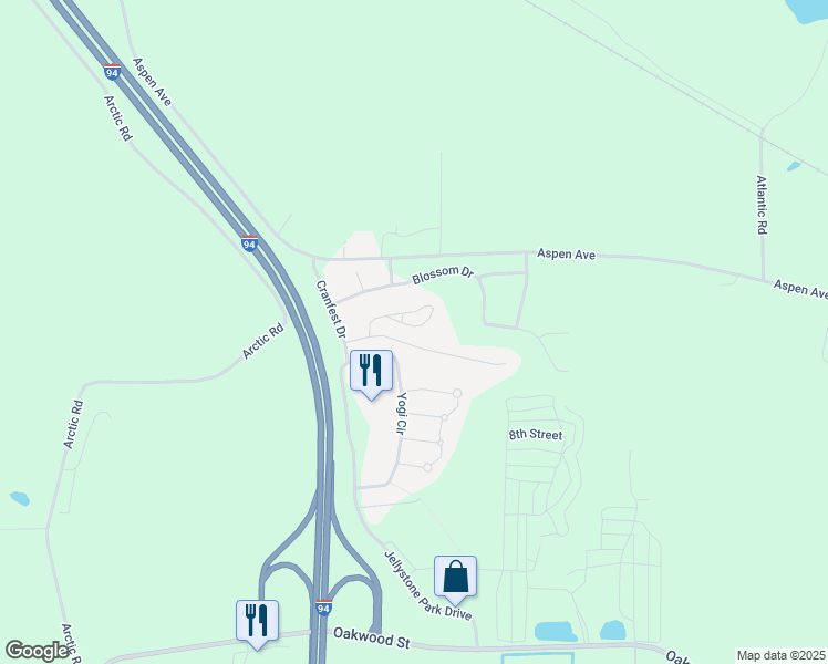map of restaurants, bars, coffee shops, grocery stores, and more near 346 Hilltop Court in Warrens