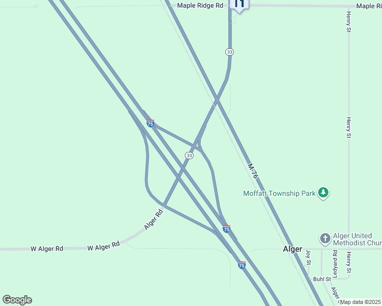 map of restaurants, bars, coffee shops, grocery stores, and more near West Alger Road in Alger