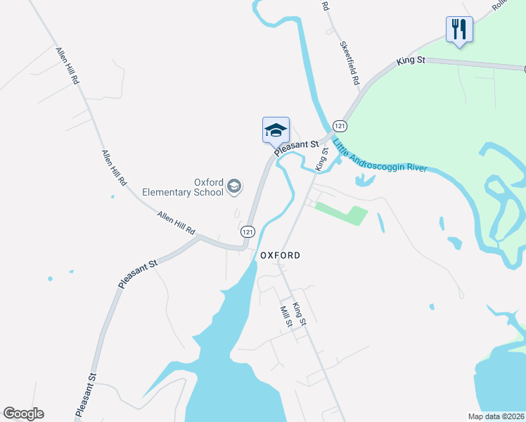 map of restaurants, bars, coffee shops, grocery stores, and more near 82 Pleasant Street in Otisfield
