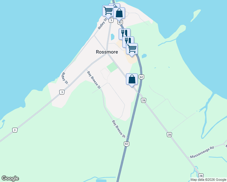 map of restaurants, bars, coffee shops, grocery stores, and more near 46 Yuill Crescent in Belleville