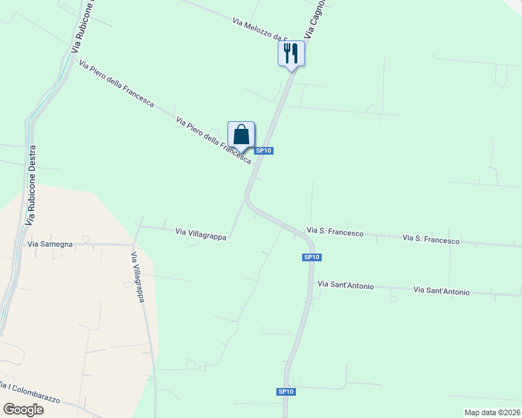 map of restaurants, bars, coffee shops, grocery stores, and more near 152 Via Cagnona in Provincia di Forlì-Cesena