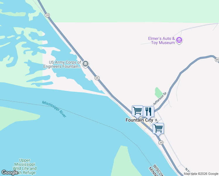map of restaurants, bars, coffee shops, grocery stores, and more near 390 North Shore Drive in Fountain City
