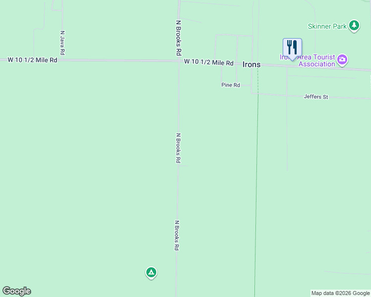 map of restaurants, bars, coffee shops, grocery stores, and more near 10162 North Brooks Road in Irons
