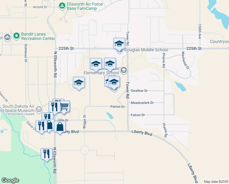 map of restaurants, bars, coffee shops, grocery stores, and more near 420 Patriot Drive in Box Elder