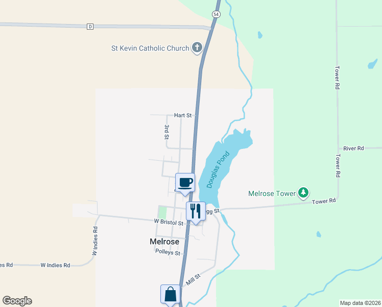 map of restaurants, bars, coffee shops, grocery stores, and more near 707 North Washington Street in Melrose