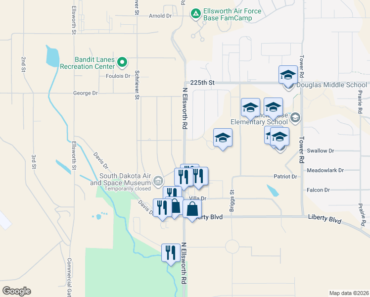 map of restaurants, bars, coffee shops, grocery stores, and more near 540 North Ellsworth Road in Box Elder