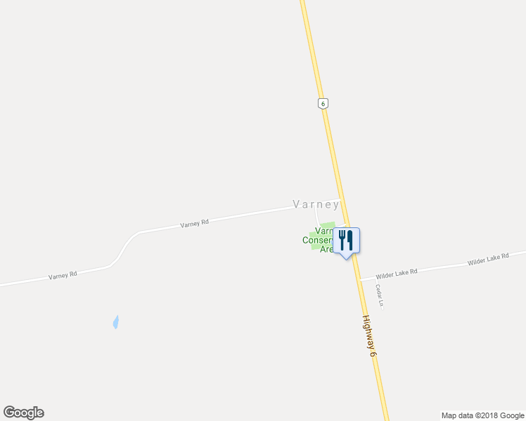 map of restaurants, bars, coffee shops, grocery stores, and more near 262897 Varney Road in Grey County