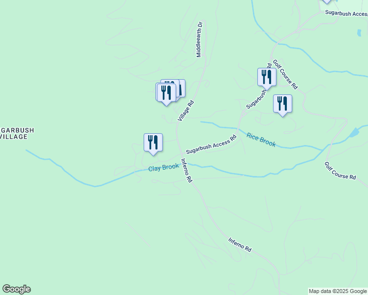 map of restaurants, bars, coffee shops, grocery stores, and more near 7 Village Road in Warren