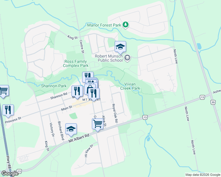 map of restaurants, bars, coffee shops, grocery stores, and more near 7 Royal Oak Road in Mount Albert