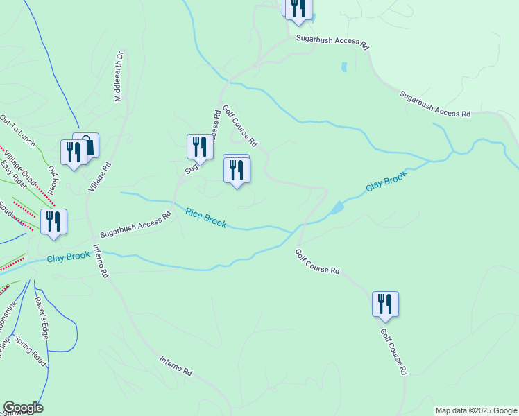 map of restaurants, bars, coffee shops, grocery stores, and more near 21 Sugarbush Access Road in Warren