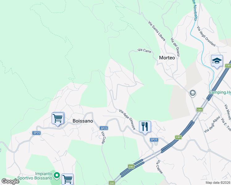 map of restaurants, bars, coffee shops, grocery stores, and more near 13 Via Coste Rosse in Boissano