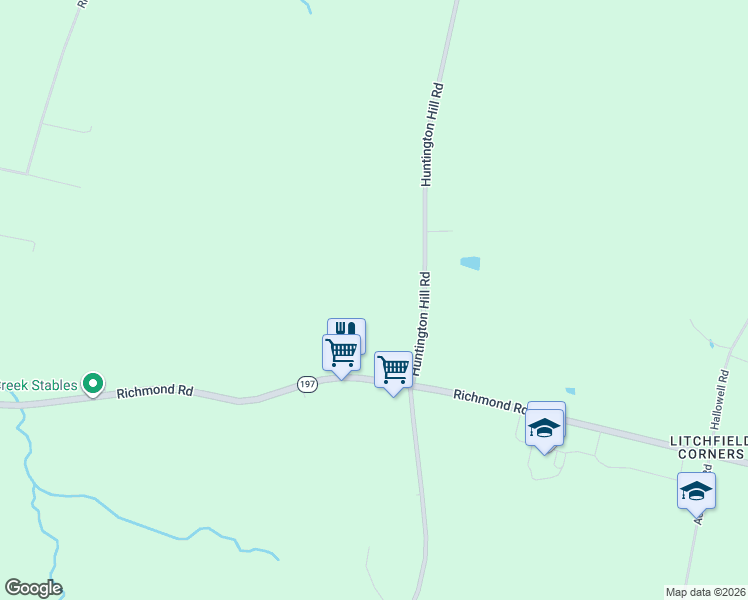 map of restaurants, bars, coffee shops, grocery stores, and more near 761 Huntington Hill Road in Litchfield