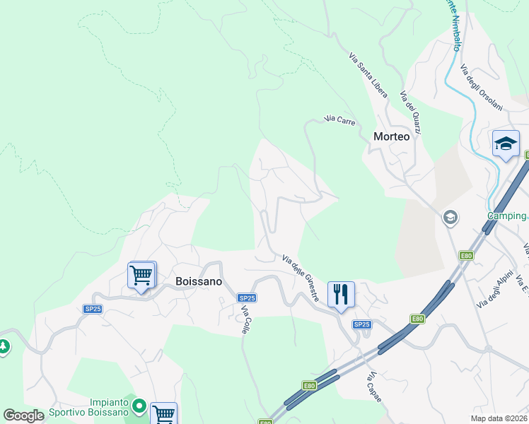 map of restaurants, bars, coffee shops, grocery stores, and more near 13 Via Coste Rosse in Boissano